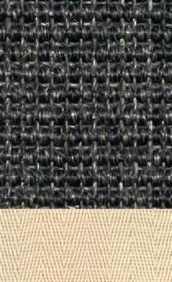 Sisal Salvador anthrazit 040 tæppe med kantbånd i natur farve 000